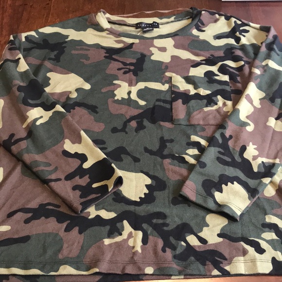 NWT Sanctuary Crew Neck Camo Crew Neck Pocket Sz M - Picture 5 of 6